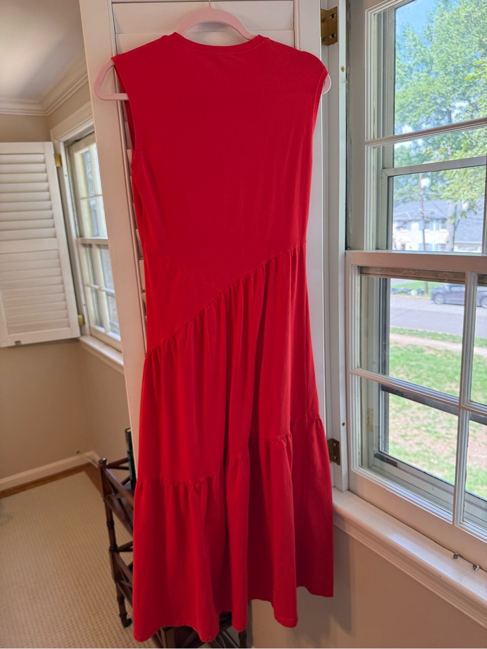 DKNY Red Tiered Cotton Maxidress - Picture 2 of 2